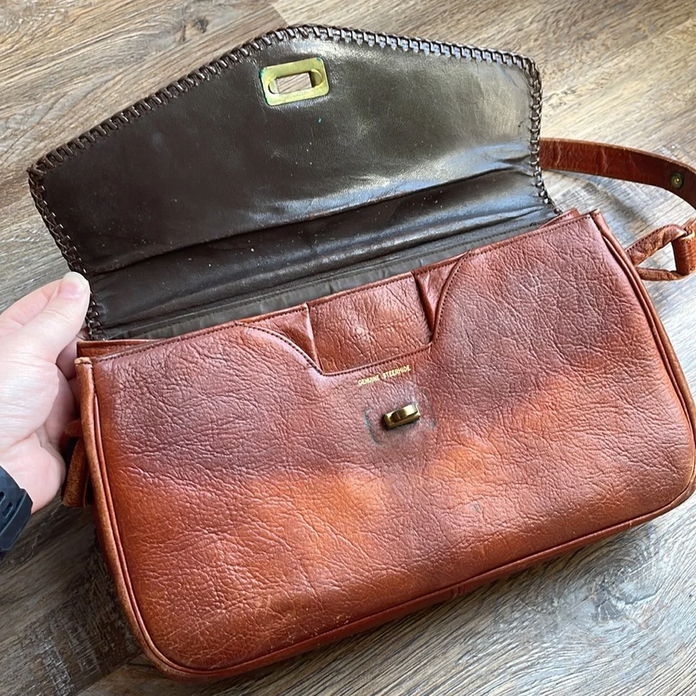 🤎 Vintage Meeker Tooled Leather Shoulder Bag Western Floral Coin Purse